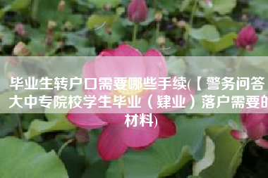 毕业生转户口需要哪些手续(【警务问答】大中专院校学生毕业（肄业）落户需要的材料)