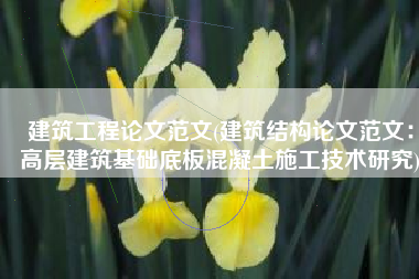 建筑工程论文范文(建筑结构论文范文：高层建筑基础底板混凝土施工技术研究)