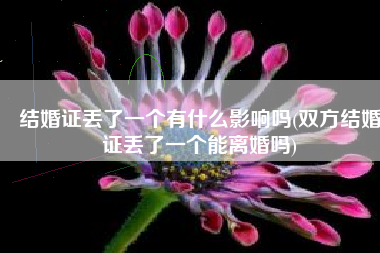 结婚证丢了一个有什么影响吗(双方结婚证丢了一个能离婚吗)