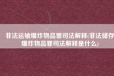 非法运输爆炸物品罪司法解释(非法储存爆炸物品罪司法解释是什么)
