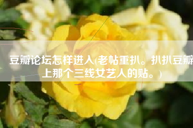 豆瓣论坛怎样进入(老帖重扒。扒扒豆瓣上那个三线女艺人的贴。)