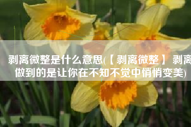 剥离微整是什么意思(【剥离微整】 剥离做到的是让你在不知不觉中悄悄变美)