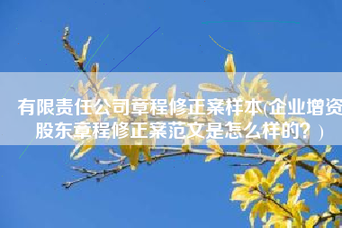 有限责任公司章程修正案样本(企业增资股东章程修正案范文是怎么样的？)