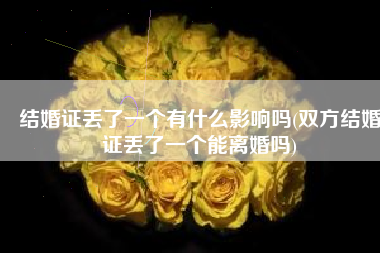 结婚证丢了一个有什么影响吗(双方结婚证丢了一个能离婚吗)