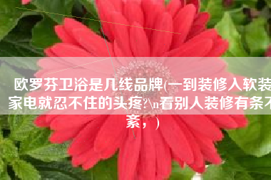 欧罗芬卫浴是几线品牌(一到装修入软装家电就忍不住的头疼?\n看别人装修有条不紊，)