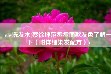 ebv洗发水(蔡徐坤范丞丞同款发色了解一下(附详细染发配方)) ebv洗发水(蔡徐坤范丞丞同款发色了解一下(附详细染发配方))