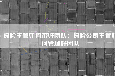保险主管如何带好团队：保险公司主管如何管理好团队