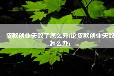 贷款创业失败了怎么办(论贷款创业失败怎么办)