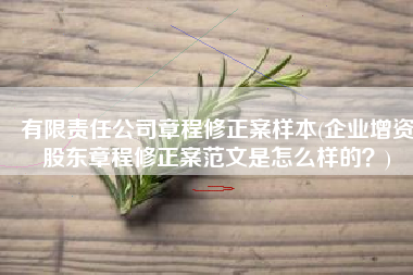 有限责任公司章程修正案样本(企业增资股东章程修正案范文是怎么样的？)