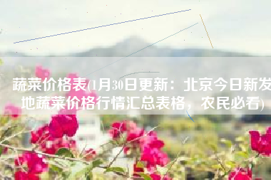 蔬菜价格表(1月30日更新：北京今日新发地蔬菜价格行情汇总表格，农民必看)