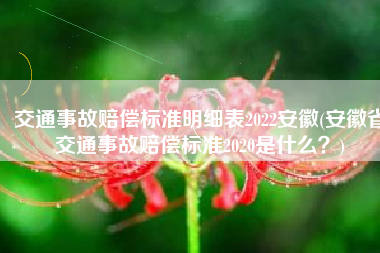 交通事故赔偿标准明细表2022安徽(安徽省交通事故赔偿标准2020是什么？)