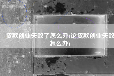 贷款创业失败了怎么办(论贷款创业失败怎么办)