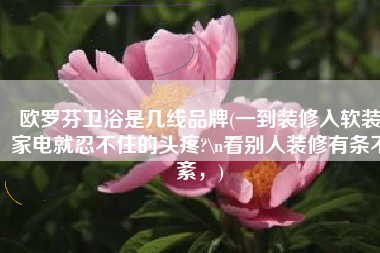 欧罗芬卫浴是几线品牌(一到装修入软装家电就忍不住的头疼?\n看别人装修有条不紊，)