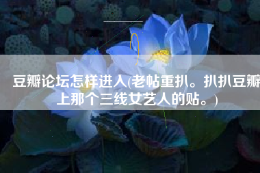 豆瓣论坛怎样进入(老帖重扒。扒扒豆瓣上那个三线女艺人的贴。)