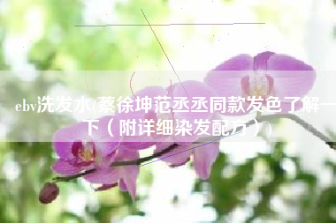 ebv洗发水(蔡徐坤范丞丞同款发色了解一下（附详细染发配方）)