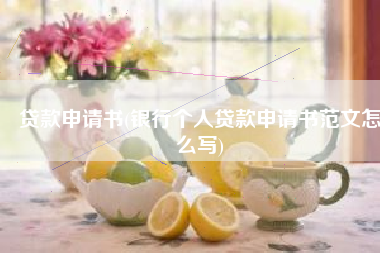 贷款申请书(银行个人贷款申请书范文怎么写)