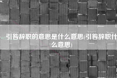 引咎辞职的意思是什么意思(引咎辞职什么意思)