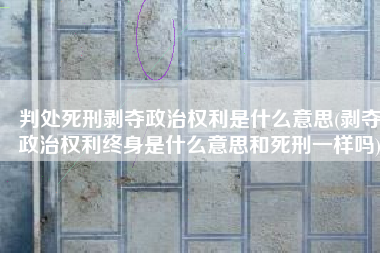 判处死刑剥夺政治权利是什么意思(剥夺政治权利终身是什么意思和死刑一样吗)