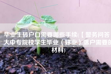 毕业生转户口需要哪些手续(【警务问答】大中专院校学生毕业（肄业）落户需要的材料)
