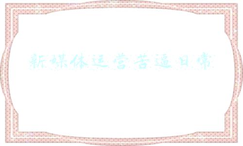 新媒体运营苦逼日常