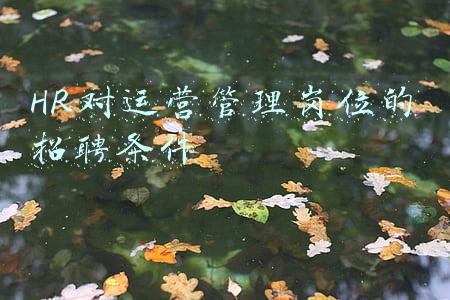 HR对运营管理岗位的招聘条件