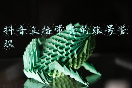 抖音直播带货的账号管理
