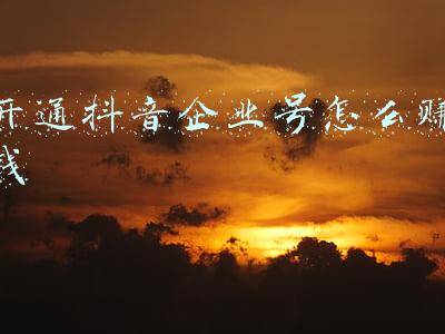 开通抖音企业号怎么赚钱
