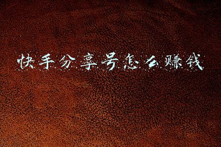 快手分享号怎么赚钱