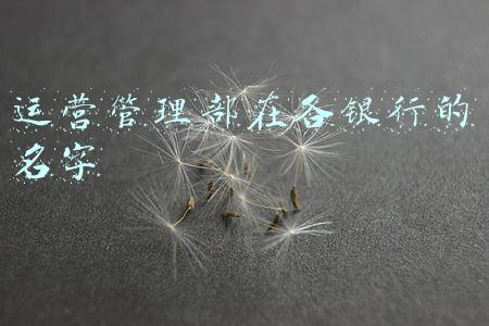 运营管理部在各银行的名字