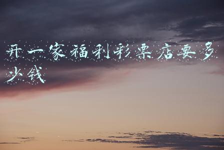开一家福利彩票店要多少钱