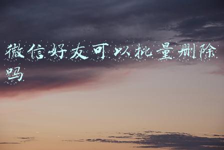 微信好友可以批量删除吗