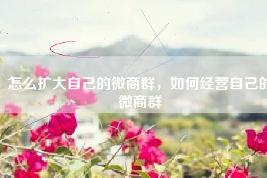 怎么扩大自己的微商群，如何经营自己的微商群