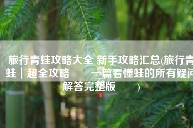 旅行青蛙攻略大全 新手攻略汇总(旅行青蛙｜超全攻略‼️一篇看懂蛙的所有疑问解答完整版‼️)