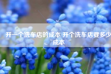 开一个洗车店的成本 开个洗车店要多少成本